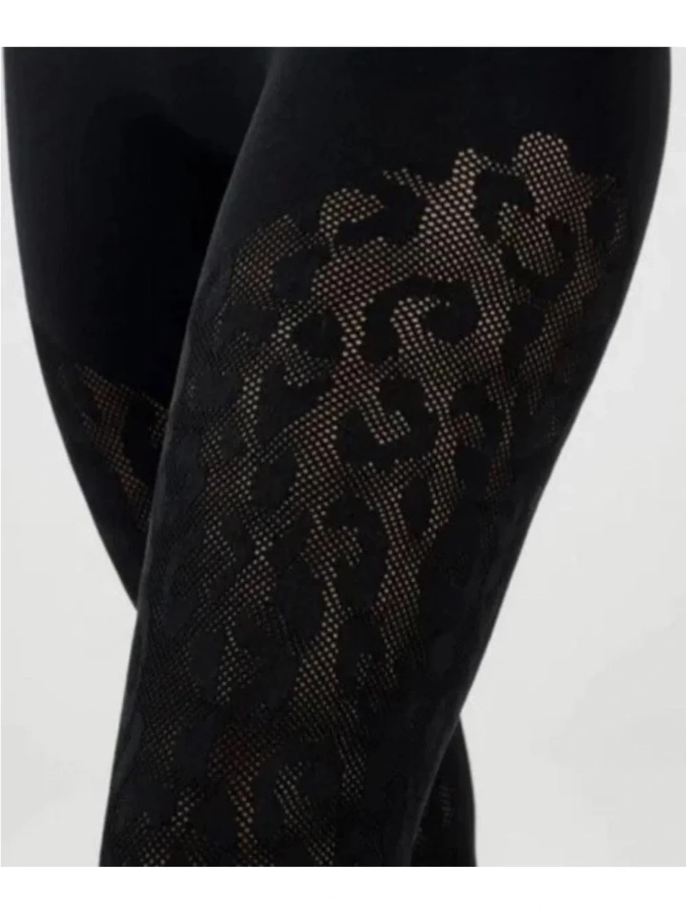 Fabletics Black 2pc Seamless Mesh Animal Print Top & Skinny Leggings XS